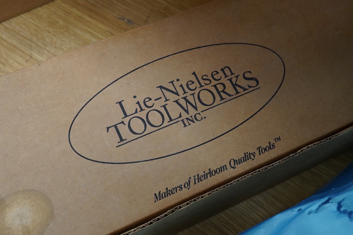 A Lie-Nielsen Toolworks wood working Jointer Plane (L-N7), in the original card box